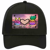 Peace Love Summer Pineapple BeachNovelty Black Mesh License Plate Hat - £22.10 GBP