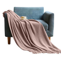 Anyhouz 130*230cm Pink Blanket Home Decorative Thickened Knitted Corn Grain Waff - £49.16 GBP