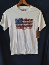 REEL HAPPY Co. Patriot fish Flag T-shirt- NEW- USA fishing tee-Small - £7.91 GBP