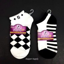 (Lot Of 2) FootJoy ProDry Socks Women&#39;s Sz 6-9 Low Cut Golf FJ Black White - £18.67 GBP