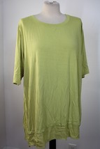 Soft Surroundings 2X Eden Chartreuse Green Jersey Short Sleeve Tiered Top - £21.01 GBP