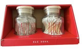 Rae DUNN 25 Spiral Hair Ties 120 Cotton Swabs Jar Set - $29.69