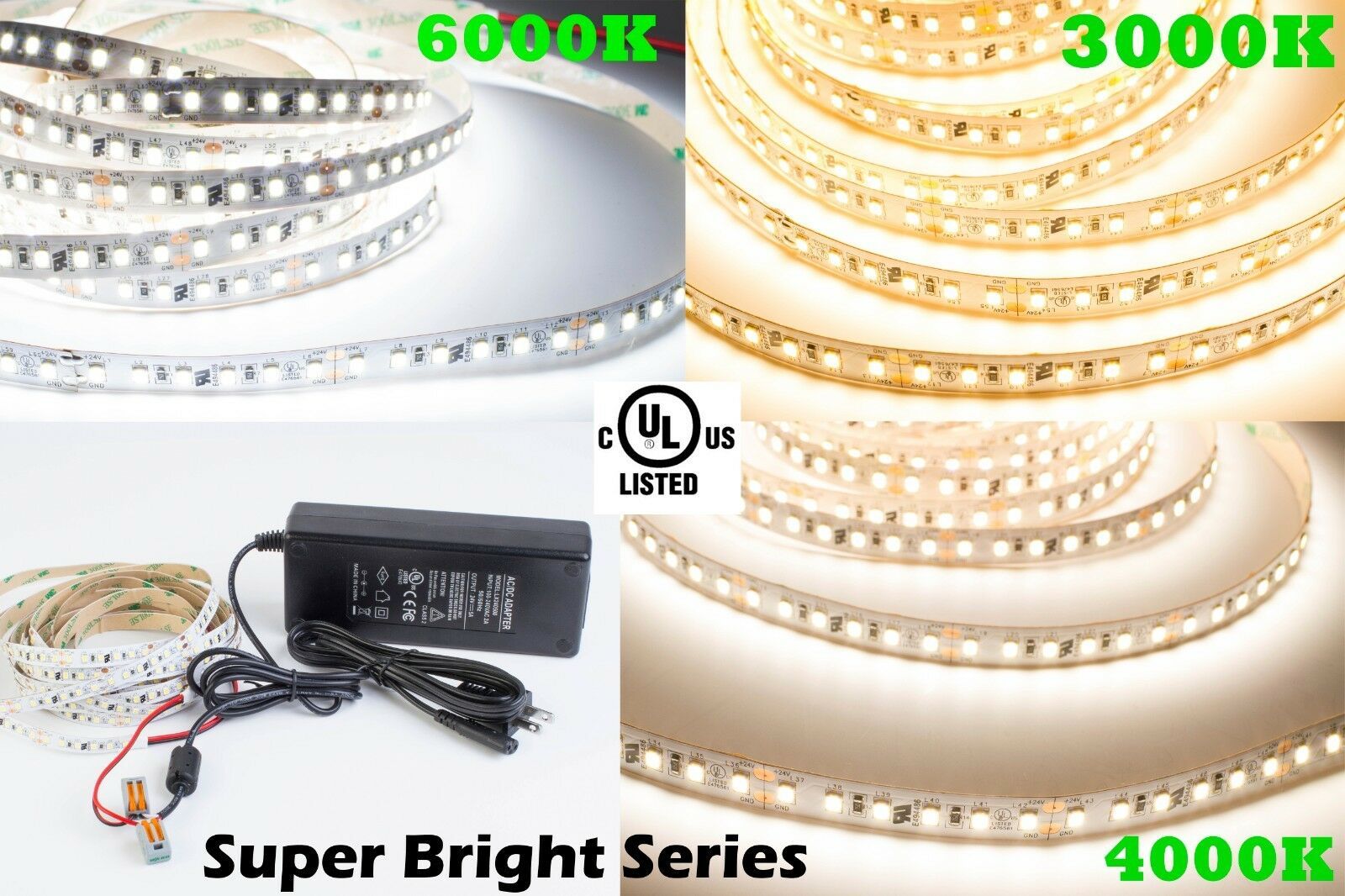 UL Listed Super Bright LED LIGHT Strip 24V 95 CRI for Showcase Under cabinet