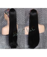 Black Human Hair Blend Straight PONYTAIL Hair piece Drawstring extra lon... - $931.99 MXN