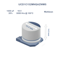 5Pcs UCD1C152M Nichicon Aluminum Electrolytic Capacitor SMD 1500uF 16V 1... - £3.78 GBP