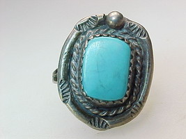 TURQUOISE Vintage RING in Sterling Silver - Size 6 - £47.96 GBP