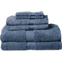 Enchante Home  Fine Turkish Cotton 6-Pc. Navy Bath Towel Set. 100% cotton  NWT - £36.04 GBP
