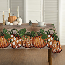 Fall Tablecloth 60×84 Inch Rectangular, Thanksgiving Autumn Harvest Oran... - £20.49 GBP