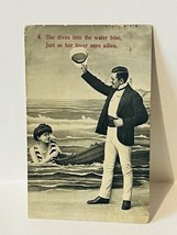 Postcard vtg Antique Ephemera Post Card 1914 Dive Water Boat Adieu Boat ... - £14.08 GBP