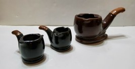 3 Pc Vintage Ceramic Pipe Shaped Ashtray Hand Painted Japan  - £25.88 GBP