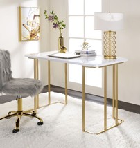 ACME Estie Writing Desk, White &amp; Gold Finish - £234.46 GBP