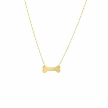 14K Solid Yellow Gold Blank Engravable Dog Bone Adjustable Necklace - £262.32 GBP