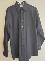 Van Heusen Wrinkle Free Dress Shirt Button Men's 15.5 32/33, Black - £9.00 GBP