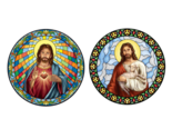 Sacred Heart of Jesus &amp; Good Shepherd Stained Glass Look Vinyl Decals 5.... - £5.58 GBP