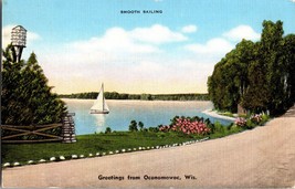 Greetings from Oconomowoc Wisconsin Sailing Vintage Postcard (C7) - £5.12 GBP