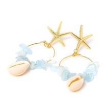 Boho Shell Stone Chips Pendants Earrings For Women Gold Starfish Charm Earrings  - £7.63 GBP