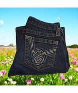 BeBe Low Waisted Blue Jeans Size 26 Rhinestone Embroidered Dark Wash Fla... - $21.21 CAD