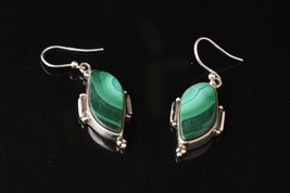 925 Argent Sterling Malachite Boucles Fin Bijoux Cadeau Femme Fille ES-1221 - £35.13 GBP