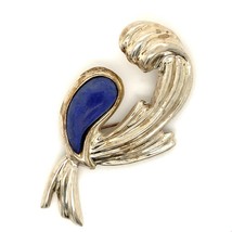 Vtg Signed Sterling Dulce Taxco Mexico Retro Inlay Lapis Lazuli Statement Brooch - £74.90 GBP