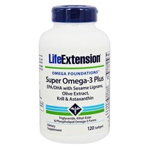 Life Extension Super Omega-3 Plus EPA/DHA w/Lignans,Olive,Krill&Astaxanthin,120 - $34.50