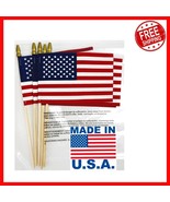 Durable 12-Pack American Stick Flags with Gold Tips for Patriotic Celebr... - $70.23 CAD