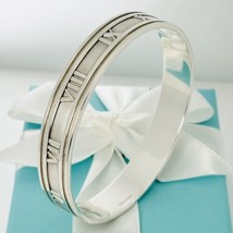 8&quot; Tiffany &amp; Co Atlas Bangle Bracelet Wide in Sterling Silver - £378.32 GBP