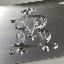 Engraved Custom 2 Letter Monogram Car Tag Diamond Etched Silver License Plate - £17.63 GBP