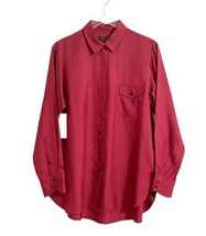 Rag &amp; Bone Silk Button Up Shirt Rolled Sleeve Tunic deep Red SZ 6 $395 - $89.00