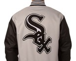 MLB Chicago White Sox Poly Twill Jacket Grey Black Embroidered Patches J... - £111.57 GBP