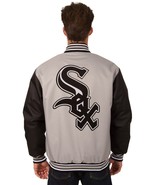 MLB Chicago White Sox Poly Twill Jacket Grey Black Embroidered Patches J... - £109.70 GBP