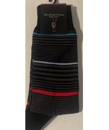 NEW Bugatchi Abstract Dress Socks Made in Italy Striped Charcoal - $20.50 CAD