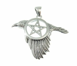 Solid 925 Sterling Silver Raven the Star Pentacle Pendant by Peter Stone - £51.37 GBP
