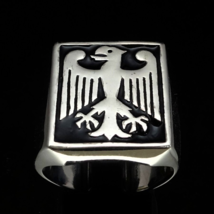 Sterling silver ring German Eagle flag Germany with Black enamel high polished 9 - £90.43 GBP
