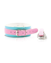 Nobu Fetish Choker &amp; Leash Set - Pink/Blue - $26.61