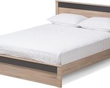 Jeanine Modern and Contemporary Two-Tone Oak and Grey Wood Platform Bed,... - $740.99