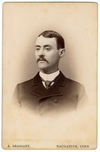 Circa 1890&#39;S Cabinet Card Handsome Man Mustache Suit A Brassart Naugatuck Ct - £9.54 GBP