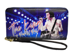 Elvis Presley wallet zipper closure credit cards blue King of Rock n Rol... - $419.98 MXN