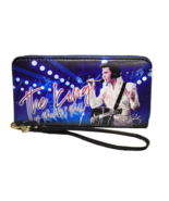 Elvis Presley wallet zipper closure credit cards blue King of Rock n Rol... - $418.73 MXN