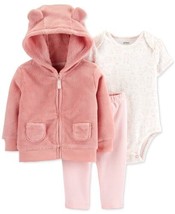 allbrand365 Designer Infant Girl Faux fur Hoodie Bodysuit &amp; Pant Set 3 PC Set 6M - £23.85 GBP