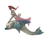 Gallarie II Mermaid and Dolphin Glass Christmas Ornament  Pink Blue Clea... - $21.10