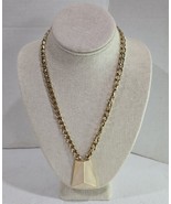 Vtg 20 1/2&quot; Long Trifari Goldtone &amp; Cream Enamel Chain Pendant Necklace ... - $350.60 MXN