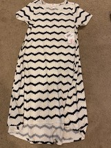 LulaRoe Carly Dress B/W polka dot Stripe chevron Geometric Hi Lo Swing X... - £18.14 GBP