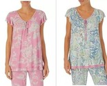 ELLEN TRACY womens Short Sleeve Flutter Pajama Top, Paisley or Pant - $17.97