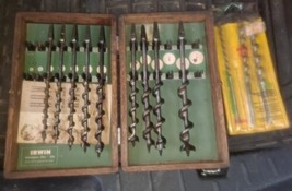 VINTAGE IRWIN AUGER DRILL BIT SET WITH BOX 12 BITS Box MISSING 4 Bits - £95.02 GBP