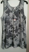 Derek Heart Plus light gray floral multi-color stretch soft knit top 1X ... - £6.00 GBP