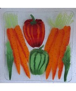 Rare Fused Art Glass &quot;Carrots &amp; Peppers&quot; Glass Display Plate Handcrafted... - $92.53 CAD