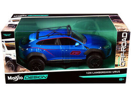 Lamborghini Urus #63 w Roof Rack Blue Metallic Off-Road Series 1/24 Diecast Car - £31.42 GBP