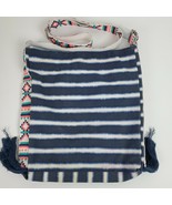 Vintage Hippie Crossbody Tie Dye Blue Striped 12x14x2&quot; - $14.00