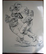 Shell Oil Company Promotion Pencil Drawing Billy Sims Detroit Lions 1981 - $94.45 MXN
