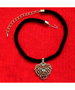 EVANGELISTA PENDANT on Black Velvet Cord faux Aquamarine VINTAGE Silver ... - €25,57 EUR